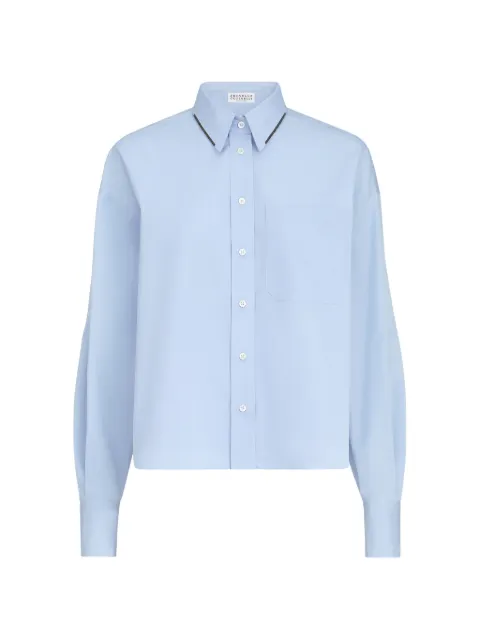 Brunello Cucinelli cotton-poplin shirt with shiny details Blue MH772M1O16C172