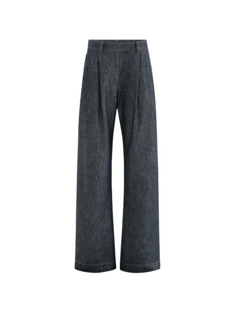 Brunello Cucinelli sparkling no-fade denim loose curved trousers with monili Blue MB148P4022C001