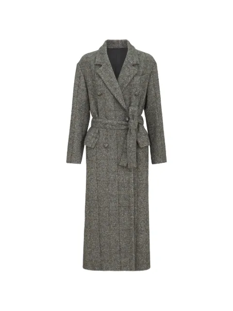 Brunello Cucinelli check-pattern double-breasted coat Grey MG5729937C001