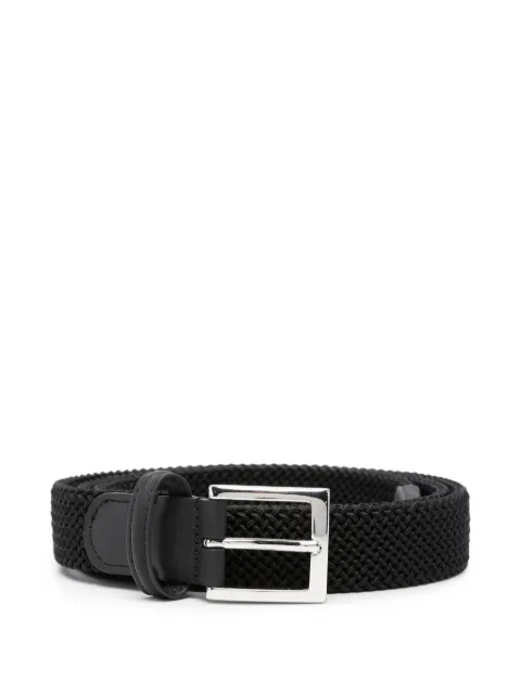 Kiton braided leather-trim belt Black USC3601N0148701