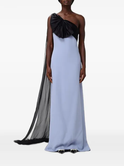 Valentino Garavani bow-detail silk-cady maxi dress Blue BVDMX01MM