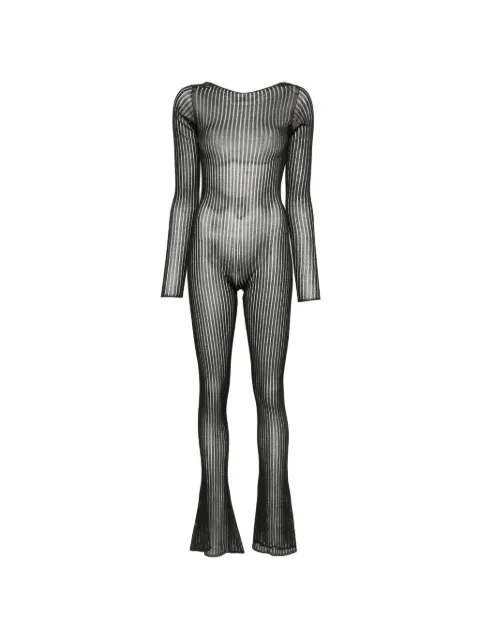 DONDUP ribbed-knit open-back jumpsuit Black DA566DDM01045D002