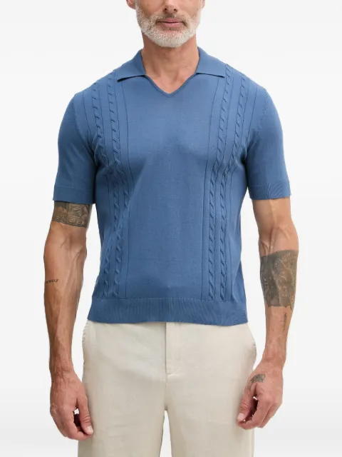 Benetton cable-knit V-neck polo shirt Blue 1D7ZU301U