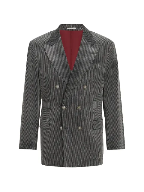 Brunello Cucinelli frosted cotton corduroy one-and-a-half breasted Tailor blazer with metal buttons Grey MV4508BPC2C022