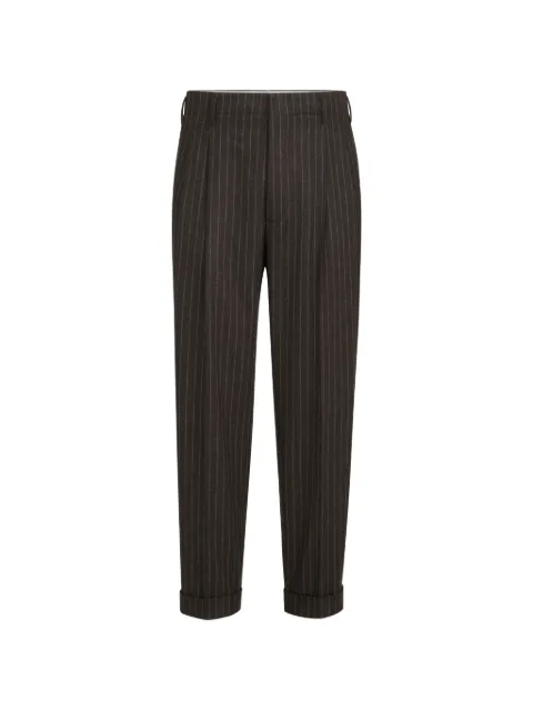 Brunello Cucinelli virgin wool and cashmere chalk stripe trousers with double pleats Brown MV440L00NC006