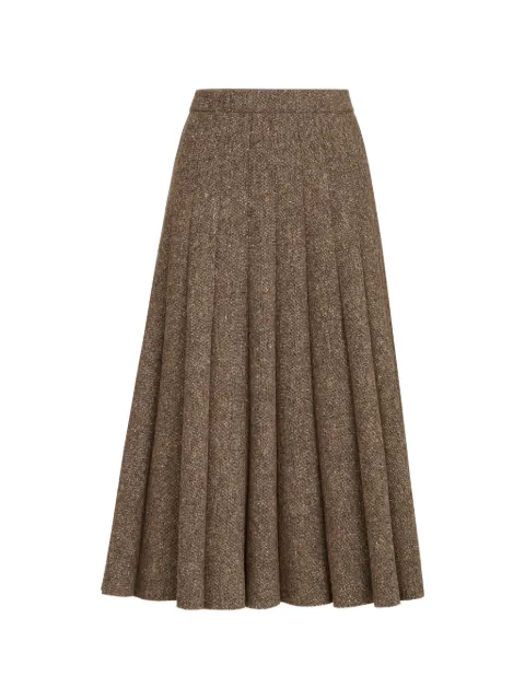 Brunello Cucinelli virgin wool Donegal pleated skirt Brown MD002G4092C002