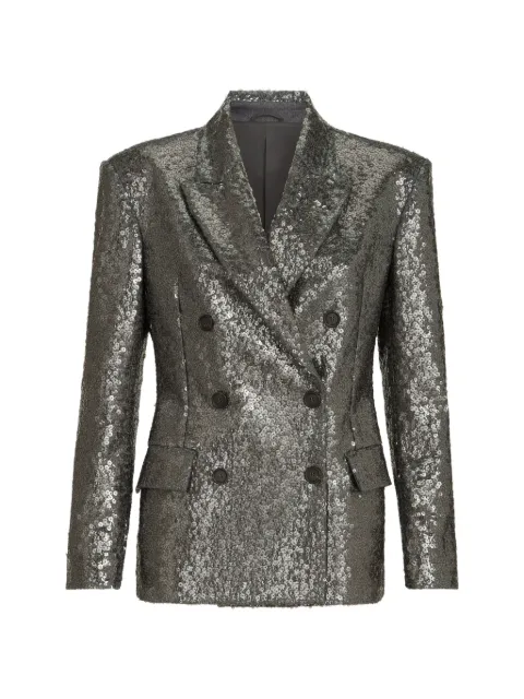 Brunello Cucinelli dazzling texture embroidery blazer in virgin wool flannel Grey ME2267109C003