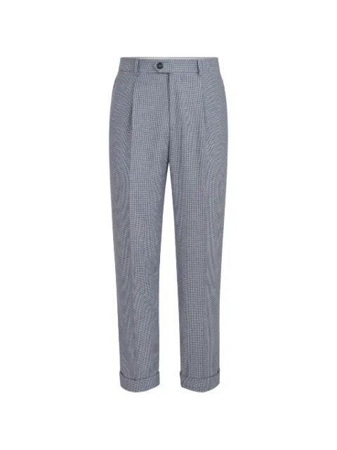 Brunello Cucinelli cashmere and silk houndstooth flannel trousers with pleat Blue MV426L00HC603