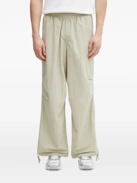 PUMA Wardrobe Essentials logo-embroidered drawstring wide-leg trousers Grey 632068
