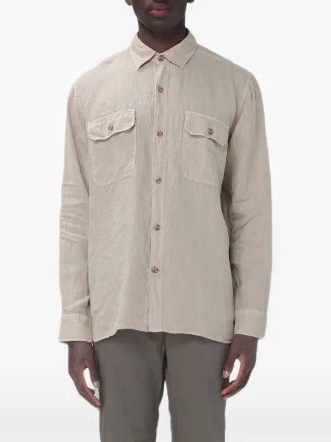 BROOKSFIELD utility-pocket linen shirt Green 202AS077