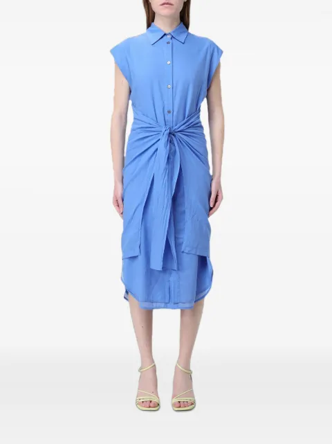 Tela midi tie-waist sleeveless shirt dress Blue 010297