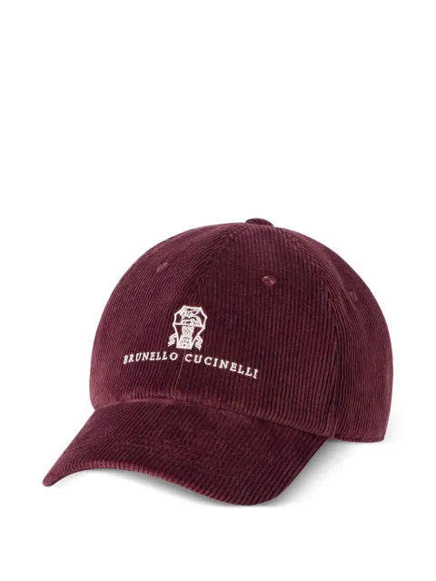 Brunello Cucinelli comfort cotton and cashmere corduroy baseball cap with embroidered logo Red MY4999850CUH56