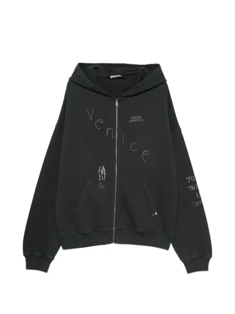 Palm Angels graphic-print zip-up hoodie Black PAMBE001FL0011110