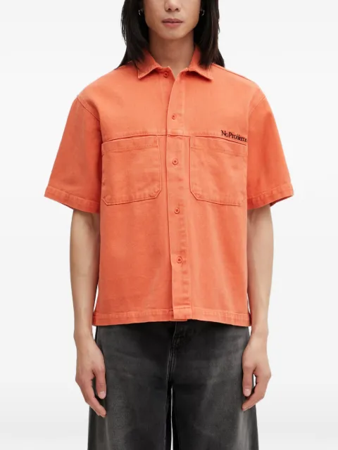 NO PROBLEMO logo-embroidered denim chest-pockets shirt Orange NP4011405