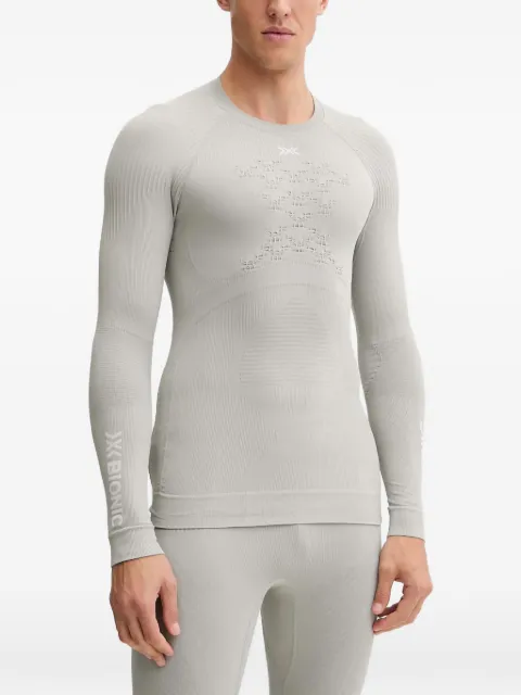 X BIONIC ribbed-knit perforated long-sleeve top Grey WT06W19M