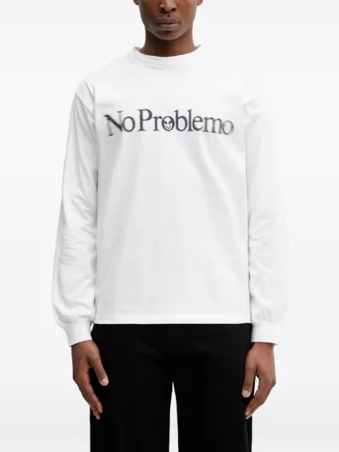 NO PROBLEMO logo-print long-sleeve relaxed fit T-shirt White NP6002305