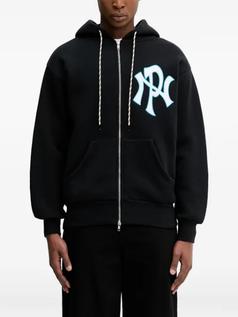 NO PROBLEMO logo-patch zip-up oversized hoodie Black NP2001605