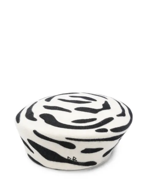 Ruslan Baginskiy zebra-pattern embroidered beret Neutrals MMM040033WF