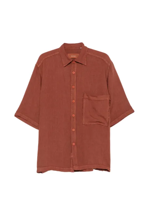 InLinum frayed-edge chest-pocket shirt Red CIL47MATTONE