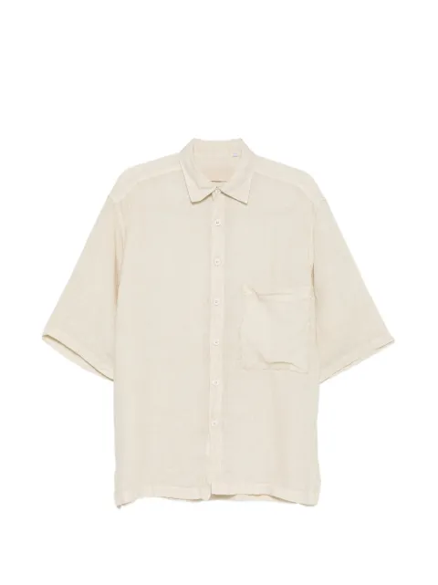 InLinum chest-pocket short-sleeve shirt Brown CIL47TORTORA