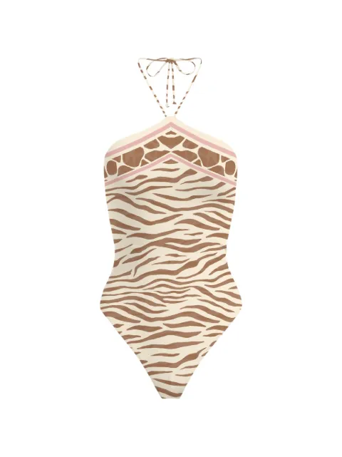 MC2 Saint Barth animal-print halterneck swimsuit Neutrals MRYE00109095L