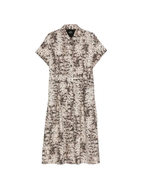 PINKO snake-pattern belted midi dress Neutrals 106309A3B1