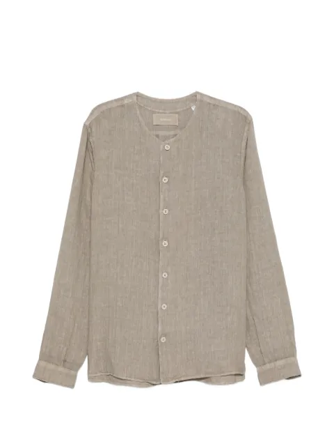 InLinum collarless long-sleeve shirt Brown CIL06FANGO