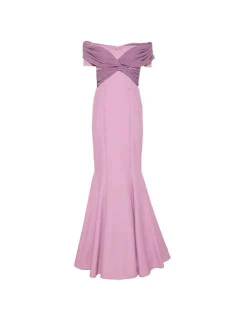 ALESSANDRO LEGORA off-shoulder draped-detailing maxi dress Purple AT106