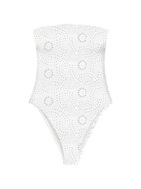 MC2 Saint Barth broderie-anglaise bandeau swimsuit White KHR000101444L