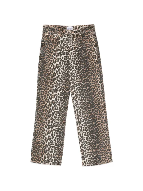 GANNI leopard-print wide-leg jeans Neutrals A1190039