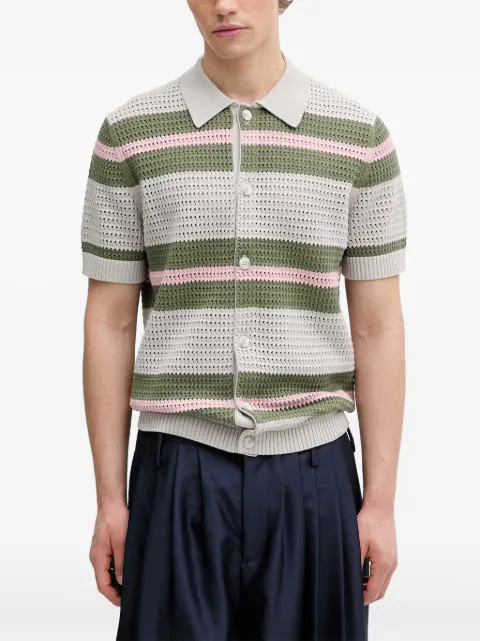 Marc O'Polo striped pointelle-knit shirt Grey 5000014241