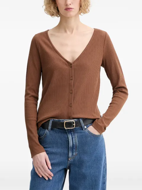 Marc O'Polo ribbed-knit V-neck cardigan Brown 5000010166