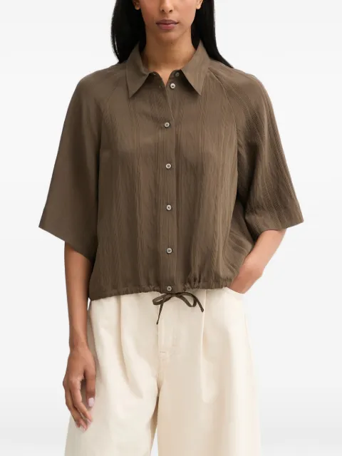 Marc O'Polo drawstring-hem vertical-stripe blouse Brown 5000014341