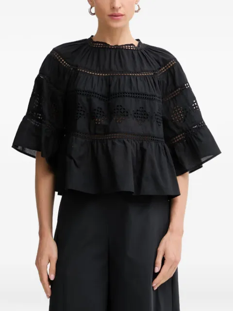 Marc O'Polo broderie-anglaise tiered blouse Black 5000014524