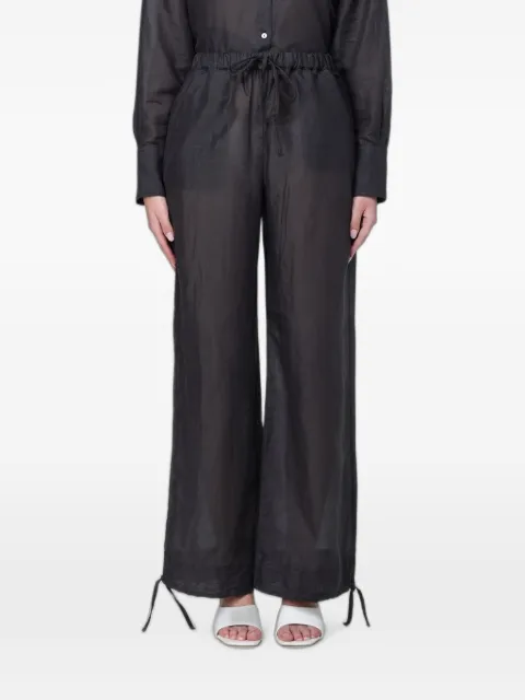 120% Lino drawstring-waist palazzo pants Black 33BLIW29RY000G494