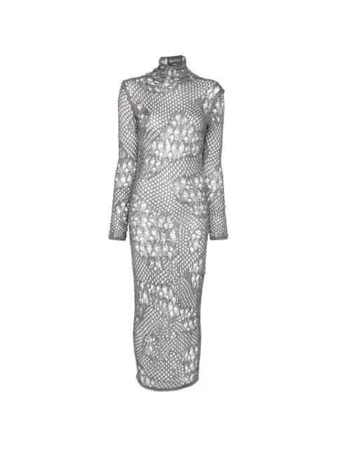 DONDUP open-knit long-sleeved midi dress Silver DA564M01043D002