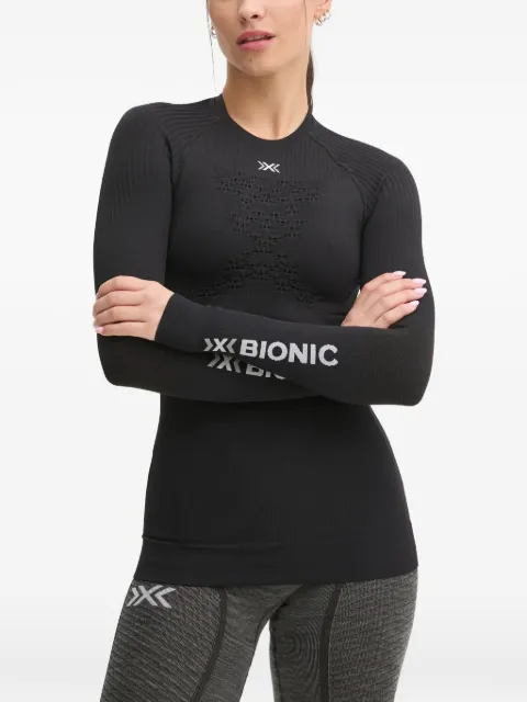 X BIONIC logo-print perforated-detail top Black WT06W19W