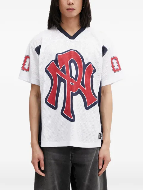 NO PROBLEMO logo-print mesh straight fit T-shirt White NP4001005