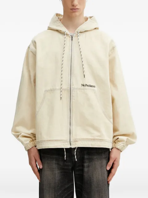 NO PROBLEMO logo-print denim hooded jacket Neutrals NP7015005