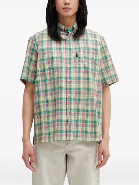 NO PROBLEMO check short-sleeve cotton shirt Green NP4010605