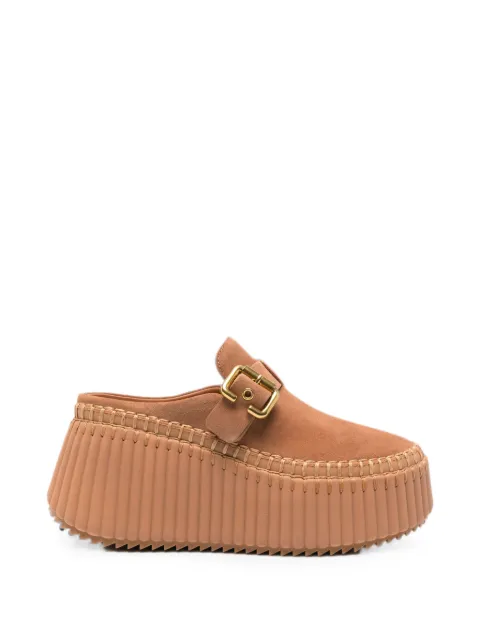 Chloé Nama buckle-detail whipstitch-trim mules Neutrals CH26A13CMS207