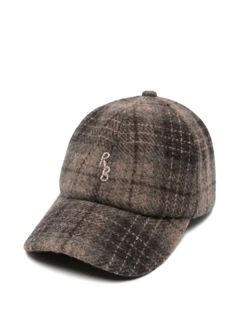 Ruslan Baginskiy check-pattern monogram-embroidered baseball cap Brown BSB09WPLD