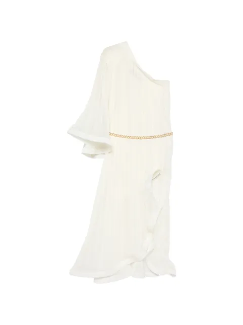 SIMONA CORSELLINI one-shoulder pleated midi dress White P26CEAB18701