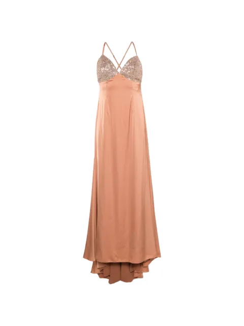 ALESSANDRO LEGORA sequin-embellished maxi dress Brown AT147