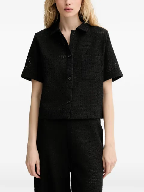 Marc O'Polo crochet-knit patch-pocket shirt Black 5000014512