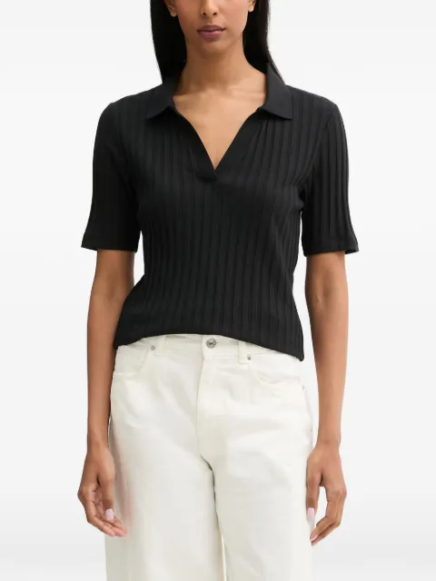 Marc O'Polo ribbed-knit polo-collar top Black 5000014377