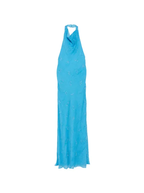 STAUD Roselle beaded halterneck maxi dress Blue R26P2138BS