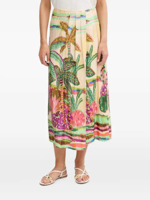 Lola Casademunt tropical-print pleated midi skirt Neutrals LS2608001