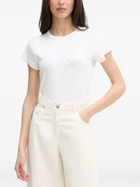 Joop! Tineta rhinestone-logo ribbed T-shirt White 30102094