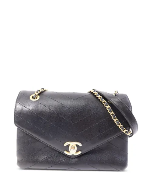 CHANEL Pre-Owned CC turn-lock envelope flap shoulder bag Black A57432